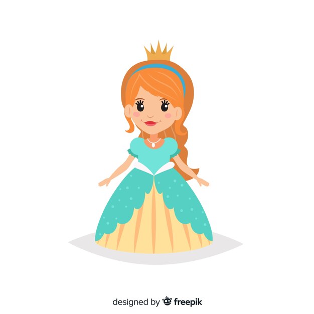 Princesa dibujada a mano con vestido azul