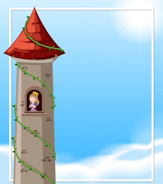 Vector gratuito princesa en escena de la torre