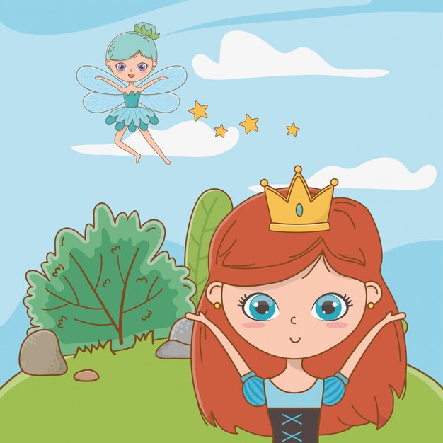Princesa y hada del cuento de hadas.