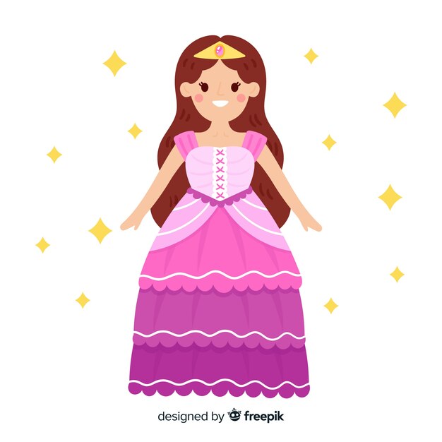 Princesa plana con vestido rosa