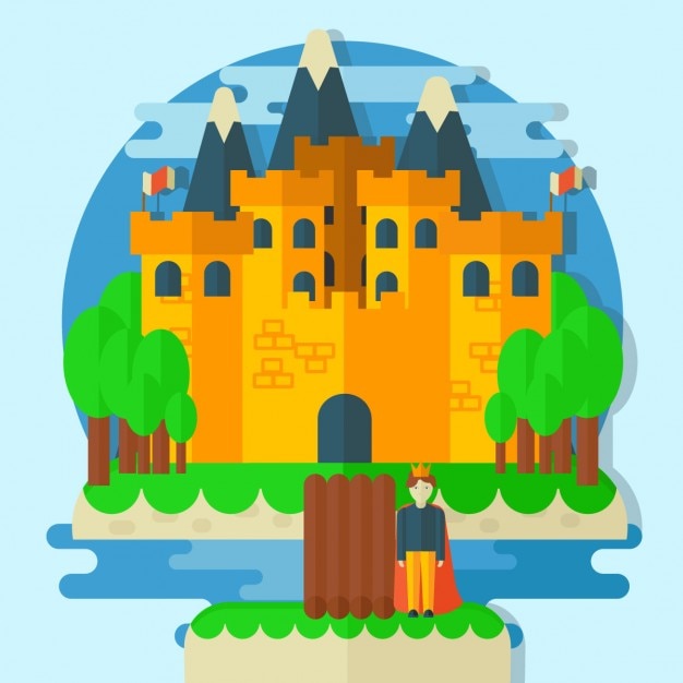 Vector gratuito príncipe con castillo medieval