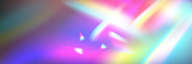El prisma del arco iris la textura de superposición de vidrio de cristal claro el destello holográfico con brillo y resplandor iridescente efecto mágico el filtro de refracción holográfica en fondo transparente el halo abstracto borroso la luz solar