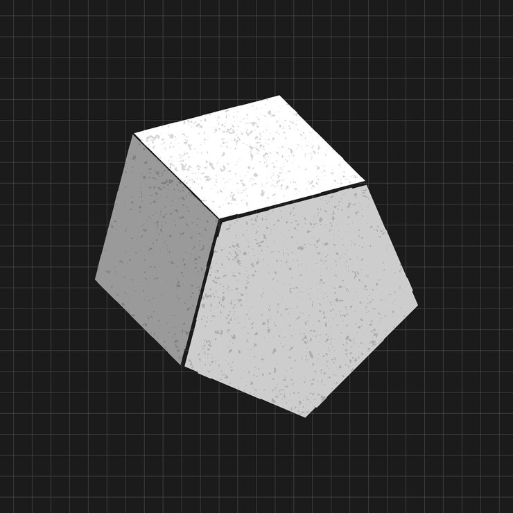 Vector gratuito prisma pentagonal 3d gris sobre un vector de fondo negro