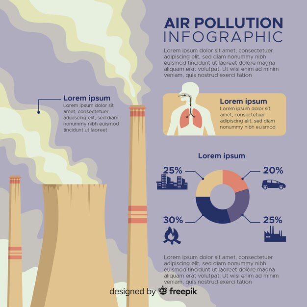 Problemas ambientales globales infografía estilo plano.