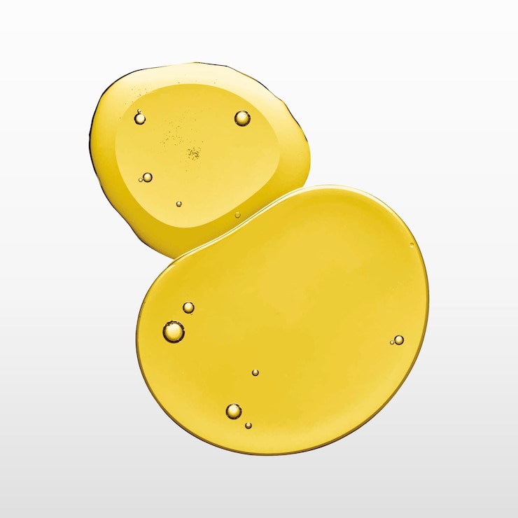 Vector gratuito producto cosmético de vector de macro de burbuja líquida de aceite amarillo