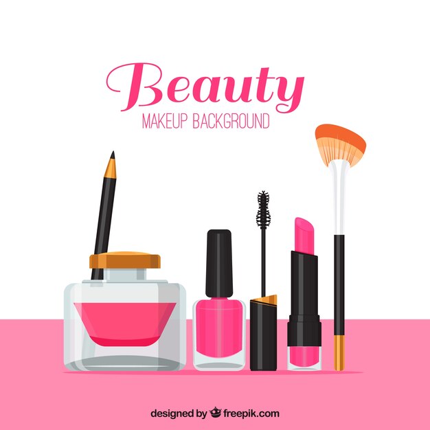 Vector gratuito productos cosméticos con diseño plano