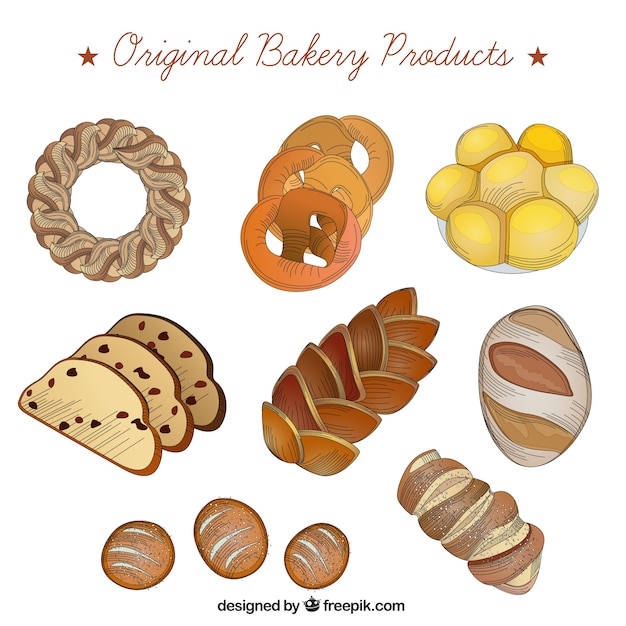 Vector gratuito productos de panadería realistas