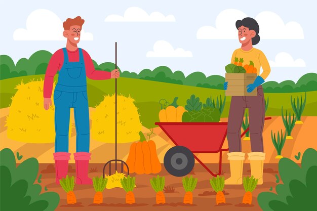 Profesión de agricultura orgánica de diseño plano.