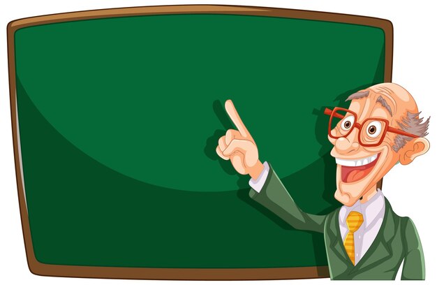 El profesor alegre enseñando en Blackboard