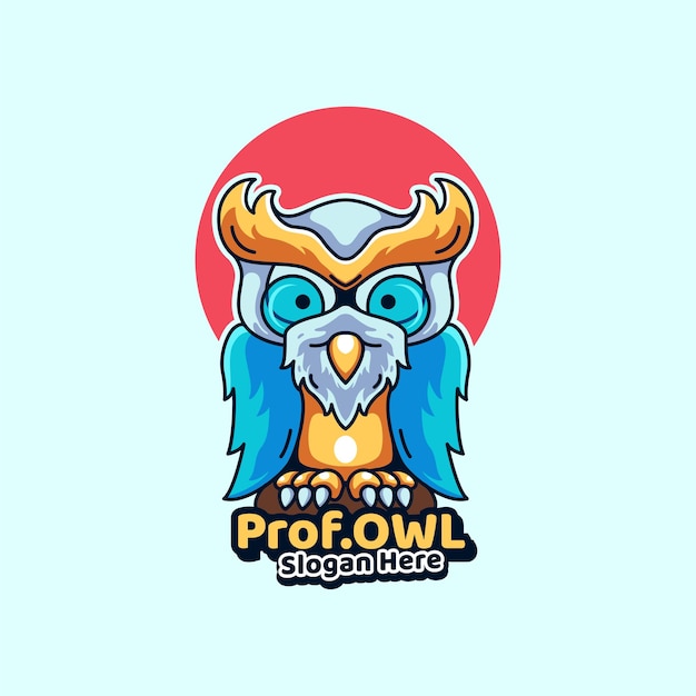 Profesor búho mascotas ilustración icono estilo moderno