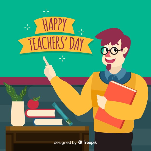 Profesor dibujado a mano en lugar de trabajo clasroom
