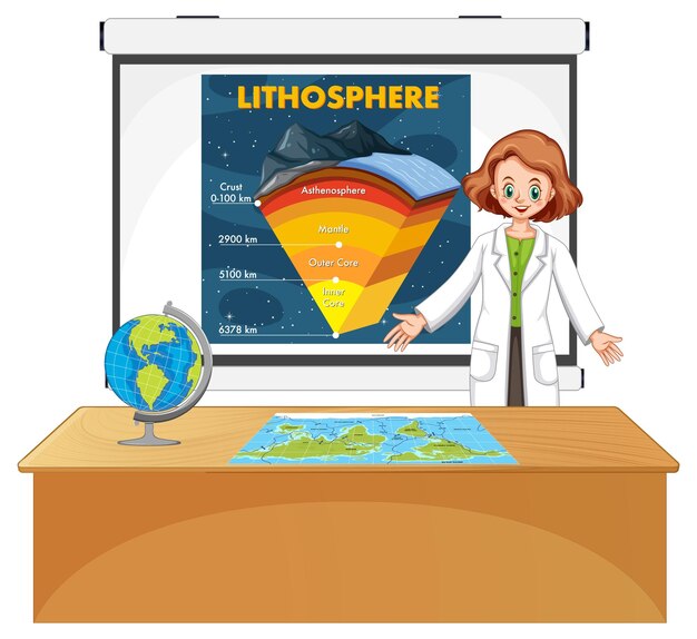 Profesor explicando vector de litosfera