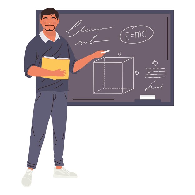 profesor masculino con pizarra