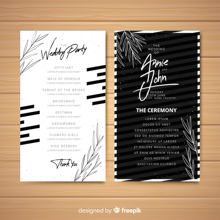 Vector gratuito programa de la boda