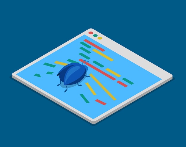 Vector gratuito programa código error desarrollo de tecnología programación codificación plana isométrica