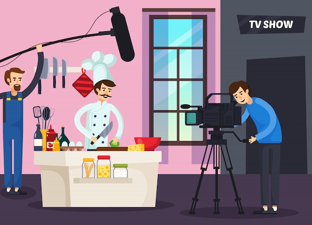 Vector gratuito programa de tv de cocina composición ortogonal