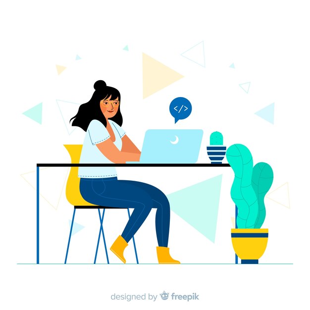 Programador de estilo de dibujos animados trabajando