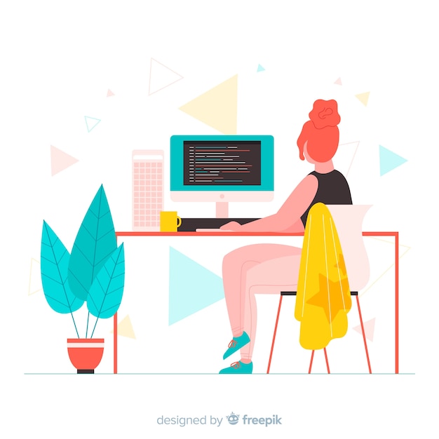 Programador de estilo de dibujos animados trabajando