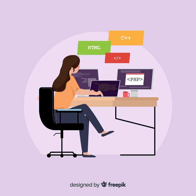 Programador trabajando en escritorio