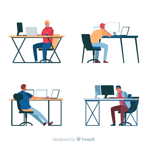 Programadores que trabajan con monitores.