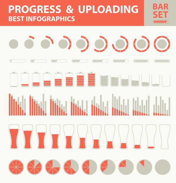 Progreso y carga. Conjunto de barras infographicx