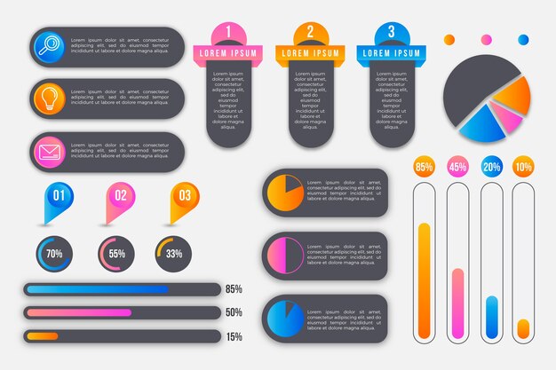 Progreso de colección de elementos de infografía