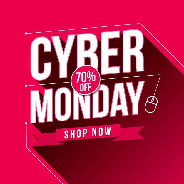 Promoción de cyber monday de diseño plano