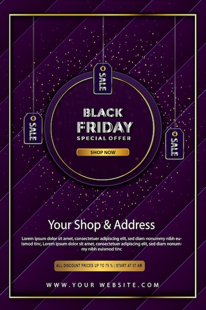 Promoción de oferta especial de viernes negro hasta cartel.