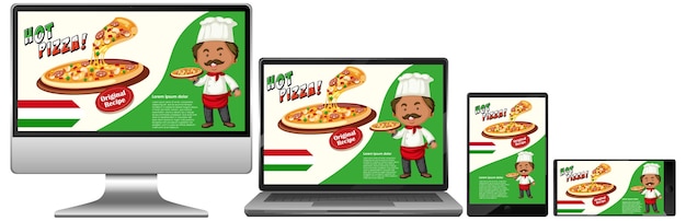 Promoción de pizza en dispositivos electrónicos