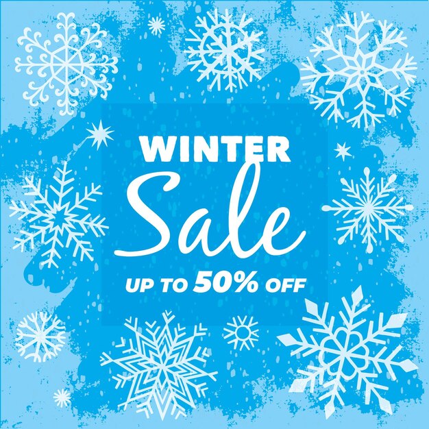 Promoción de rebajas de invierno dibujada a mano