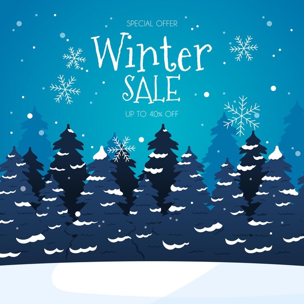 Promoción de rebajas de invierno dibujada