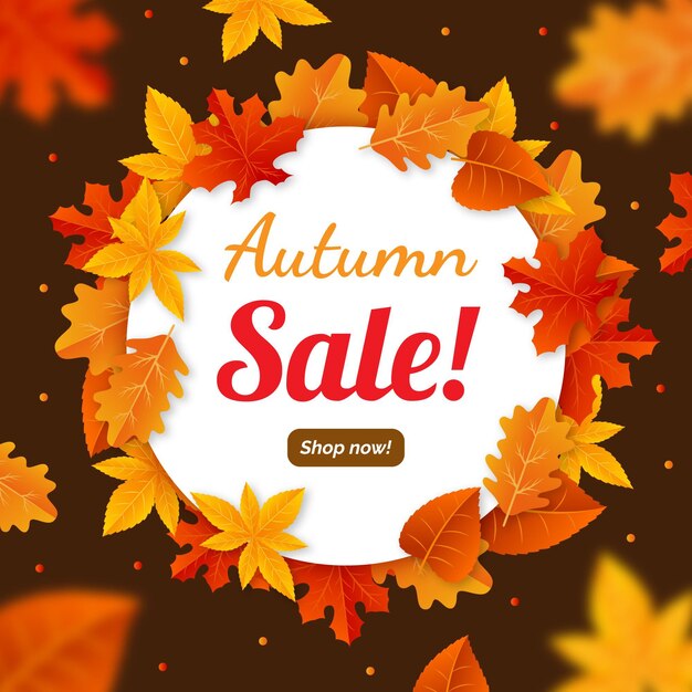 Promoción de venta de otoño anuncio ilustrado.