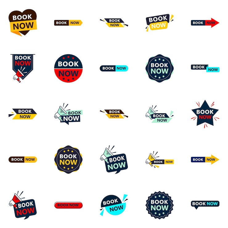 Vector gratuito promocione sus productos o servicios con estilo con nuestro paquete de 25 pancartas reserve ahora