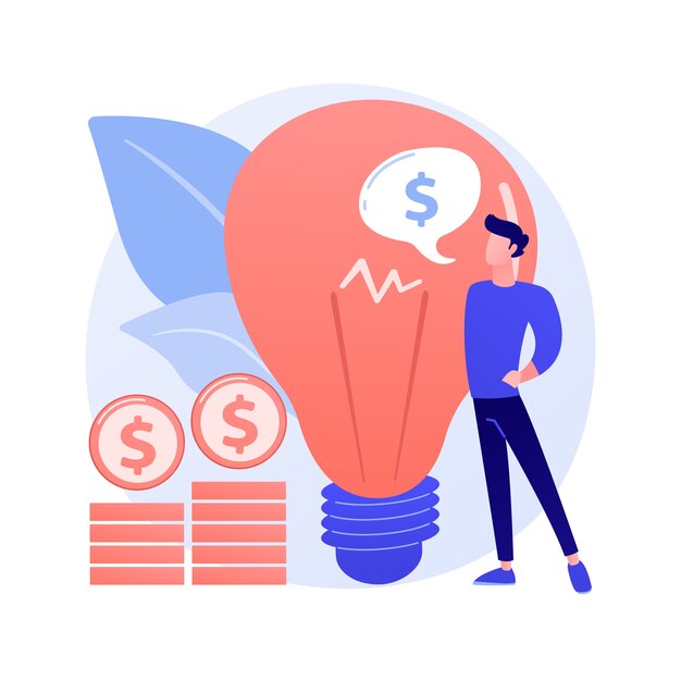 Propiedad intelectual. Monetización de ideas creativas, protección de derechos de autor, registro de patentes de invención. Inicio rentable, ilustración de concepto de pago de tarifas de licencia