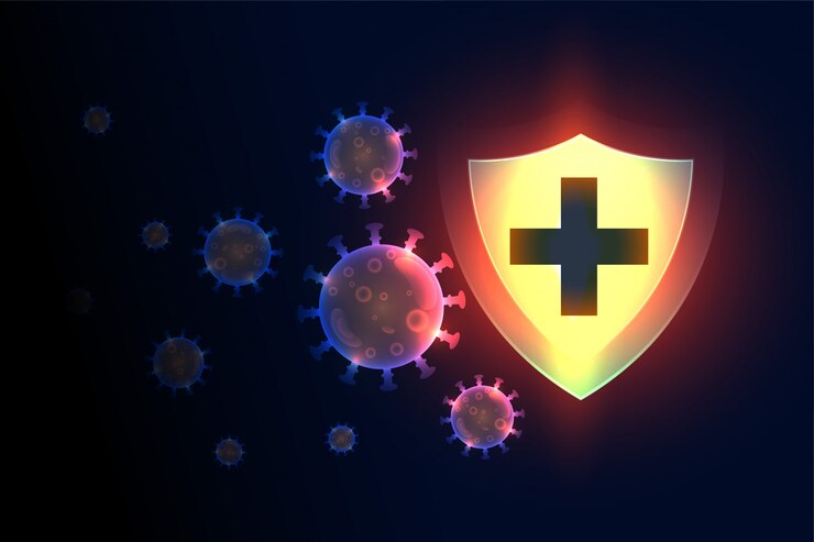 Vector gratuito protección inmunológica del sistema inmunitario para detener el virus corona