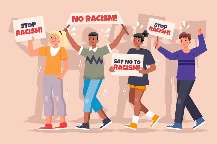 Vector gratuito protesta contra el concepto de racismo