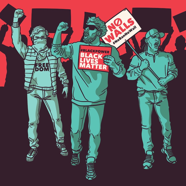 Vector gratuito protesta contra el concepto de racismo