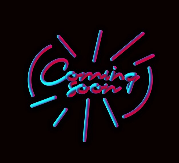 Próximamente Diseño de ilustración vectorial de texto de estilo de tubería 3d caligráfico