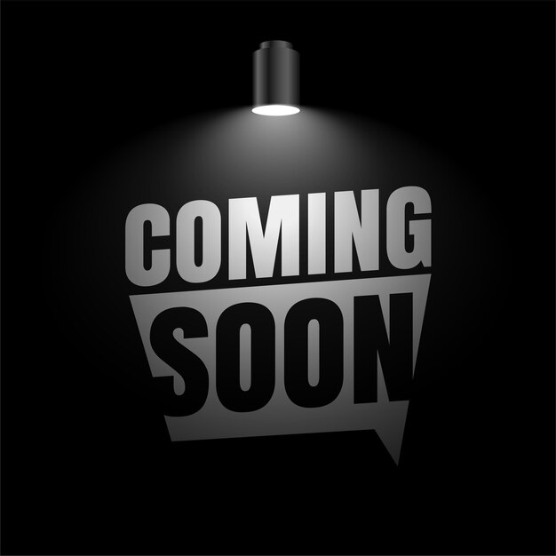 Próximamente fondo con diseño de efecto de luz de enfoque