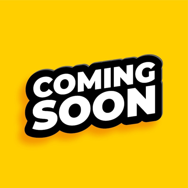 Vector gratuito próximamente pegatina sobre fondo amarillo
