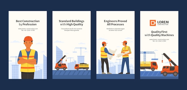 Proyecto de construcción dibujado a mano historias de instagram