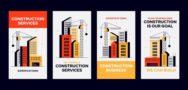 Proyecto de construcción de diseño plano historias de instagram