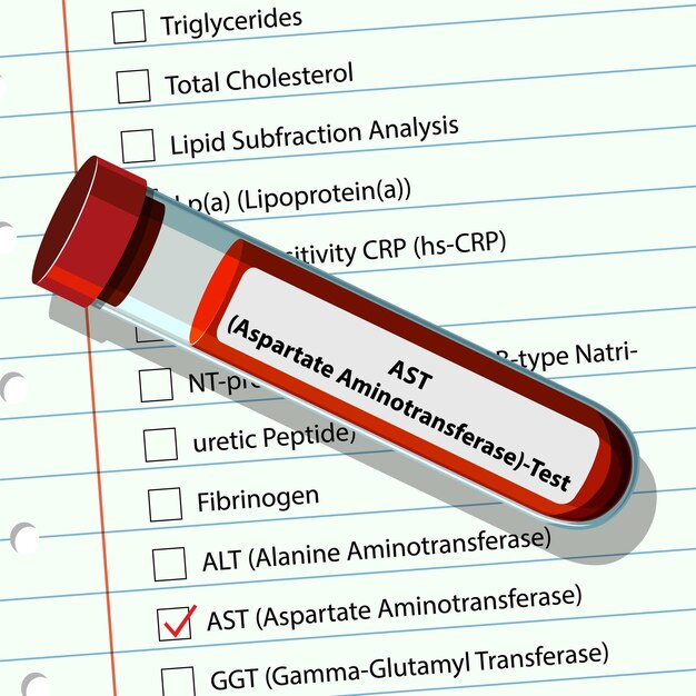 Prueba de sangre e ilustración de la lista de comprobación médica