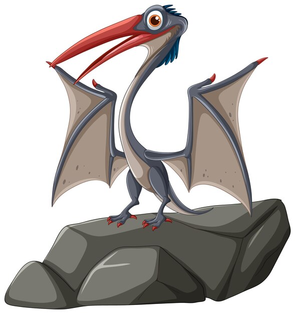 Pterosaurio de dibujos animados en una roca