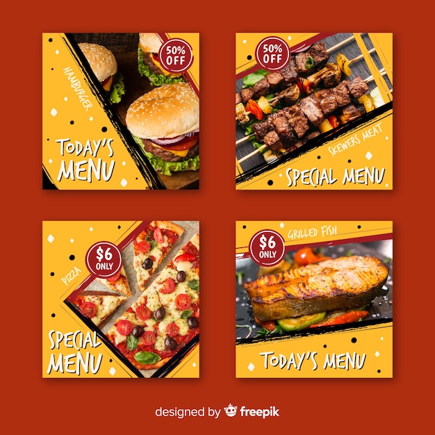 Vector gratuito publicación culinaria de instagram con imagen