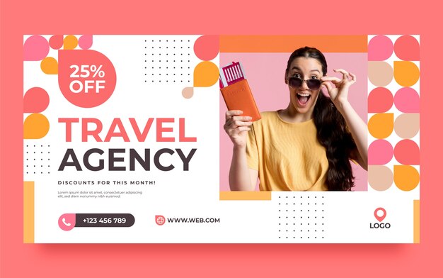 Publicación de facebook de agencia de viajes de diseño plano