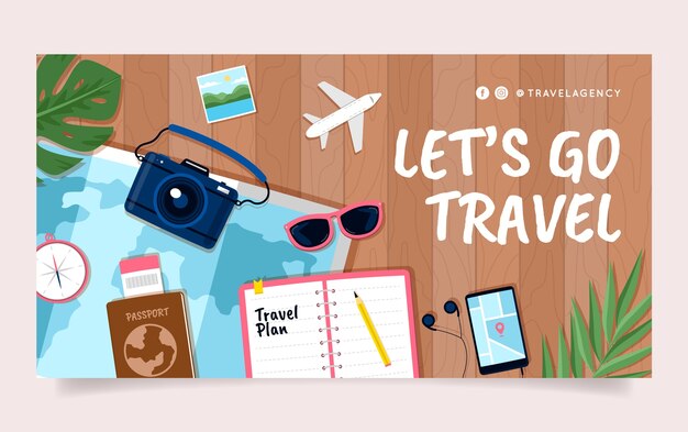 Publicación de facebook de artículos de viaje dibujados a mano