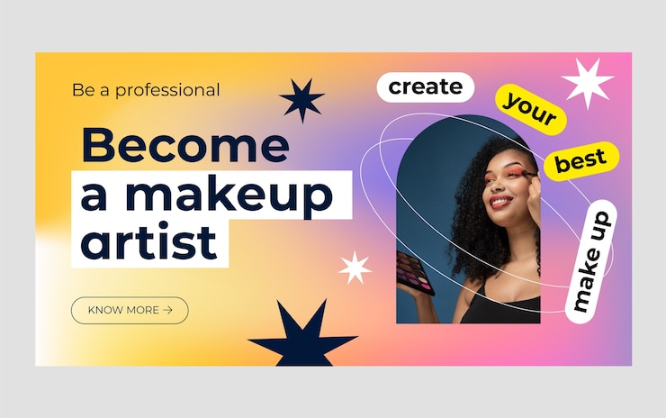 Vector gratuito publicación de facebook de artista de maquillaje degradado