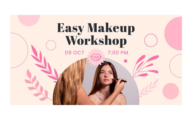 Publicación de facebook de artista de maquillaje minimalista de diseño plano