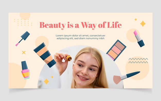 Publicación de facebook de artista de maquillaje minimalista de diseño plano